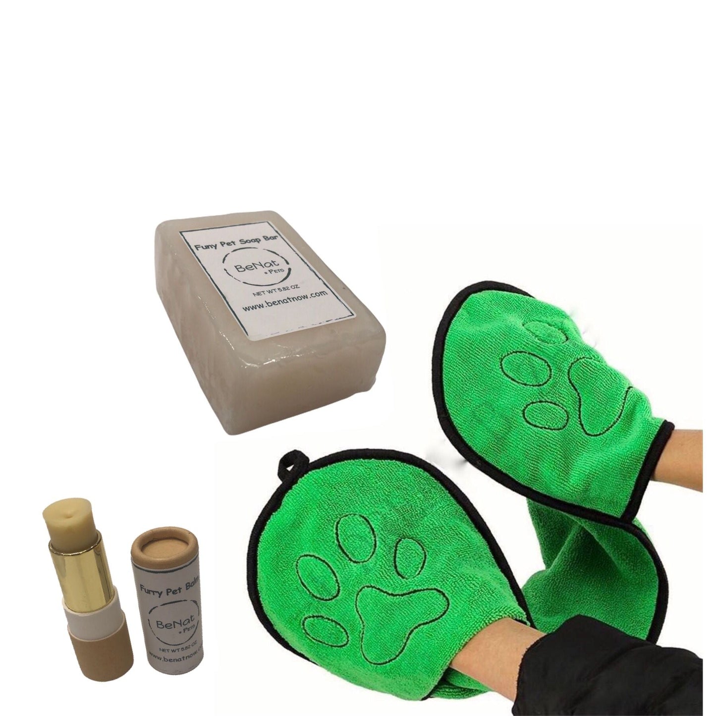 BeNat 3-in-1 Natural Pet Grooming Kit – Shampoo, Balm & Towel for Dogs & Cats