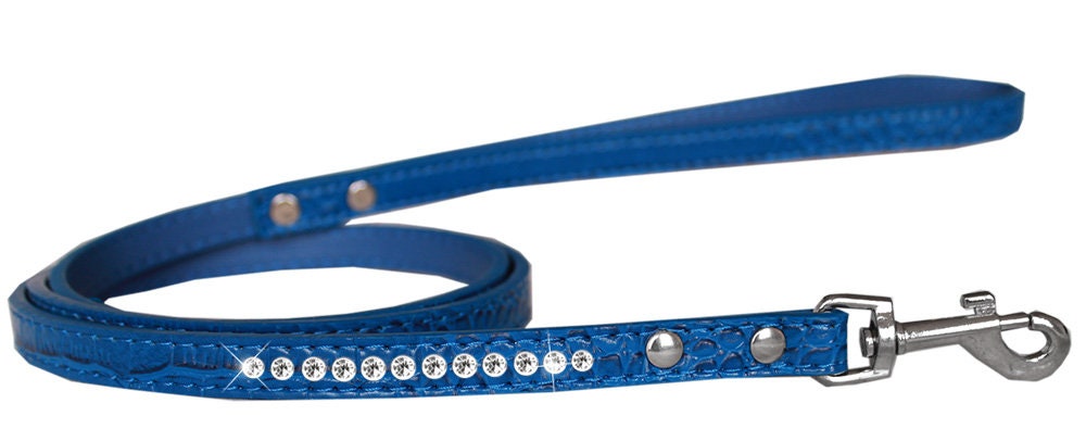 Dog, Puppy & Pet Designer Croc Leash, "One Row Clear Crystal