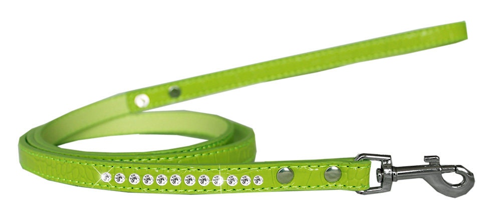 Dog, Puppy & Pet Designer Croc Leash, "One Row Clear Crystal