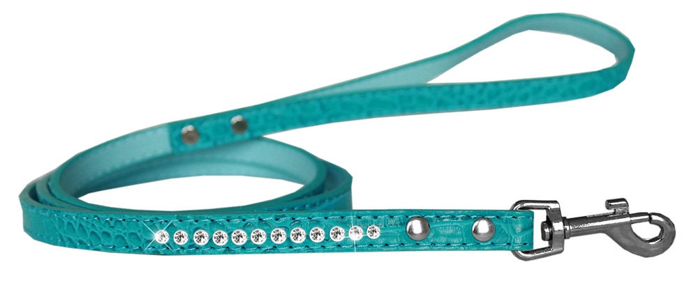 Dog, Puppy & Pet Designer Croc Leash, "One Row Clear Crystal