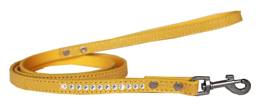 Dog, Puppy & Pet Designer Croc Leash, "One Row Clear Crystal