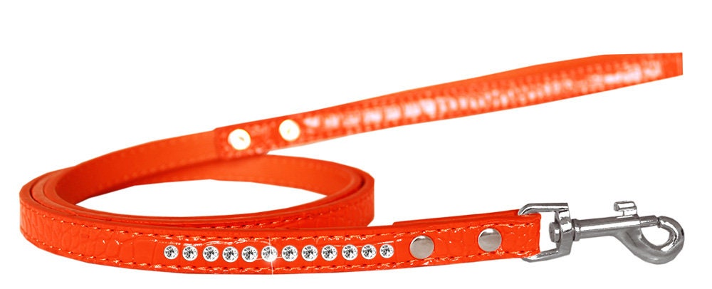 Dog, Puppy & Pet Designer Croc Leash, "One Row Clear Crystal