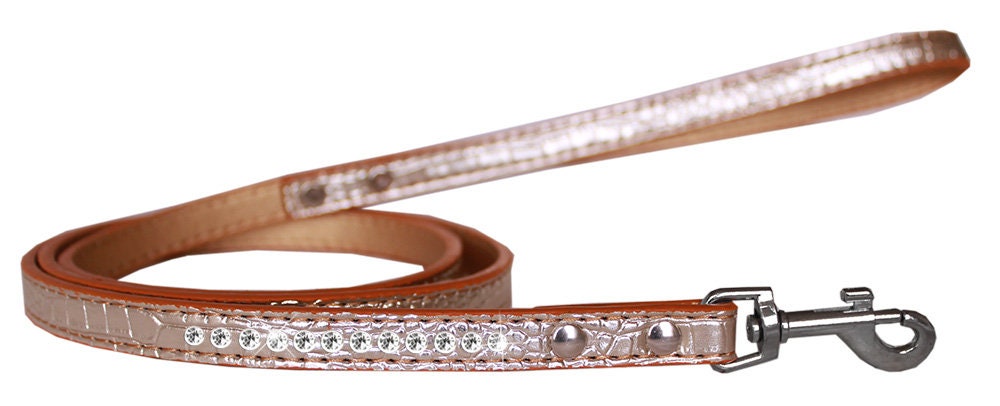 Dog, Puppy & Pet Designer Croc Leash, "One Row Clear Crystal