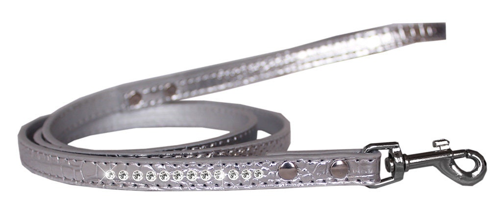 Dog, Puppy & Pet Designer Croc Leash, "One Row Clear Crystal