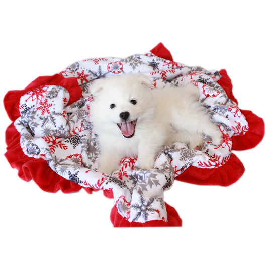 - Christmas Dog, Puppy & Pet or Cat Sleepytime Cuddle Blankets, "Red Snowflake"   + Red Snowflake Christmas Pet Blanket (2025) - Premium Fleece Cuddle Bed for Dogs & Cats