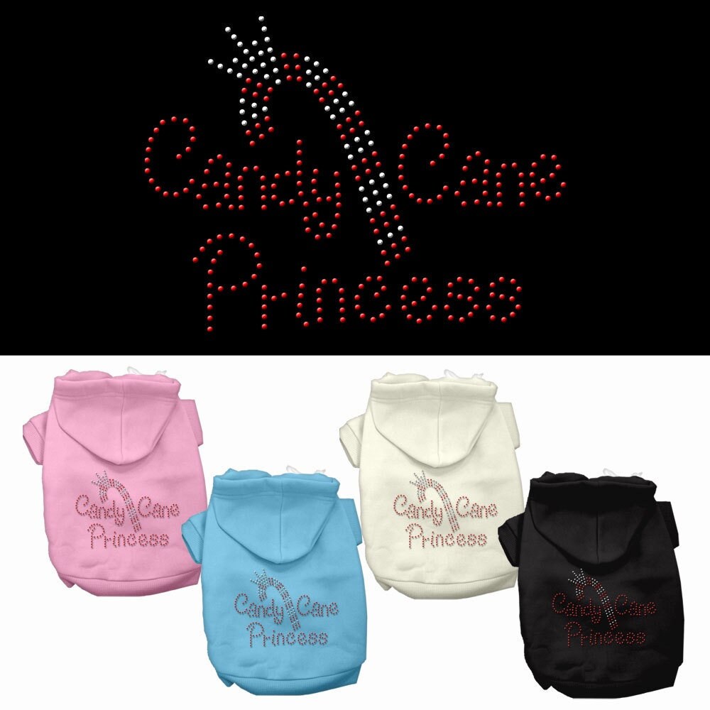 Candy Cane Princess – Christmas Hoodie for Dogs & Cats with Rhinestones