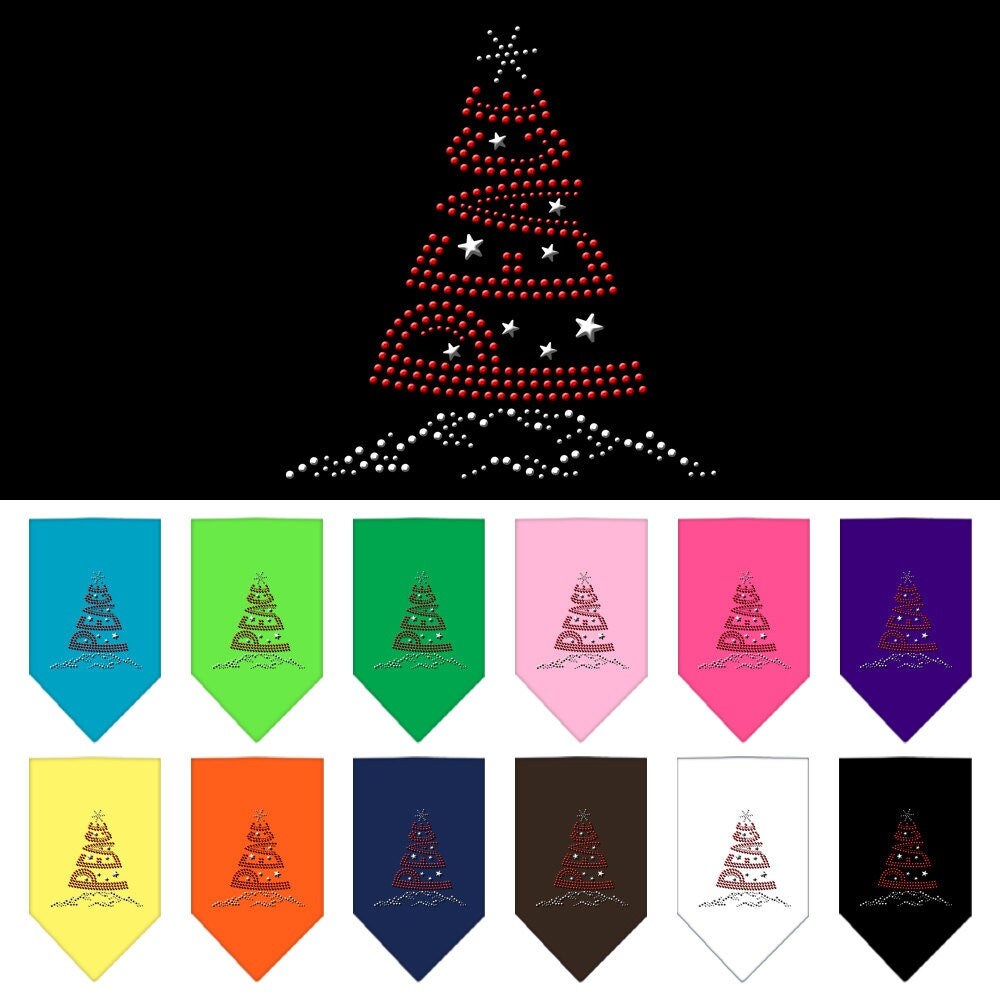 Christmas Rhinestone Pet Bandana – "Peace Tree" for Dogs & Cats (Tie-On)
