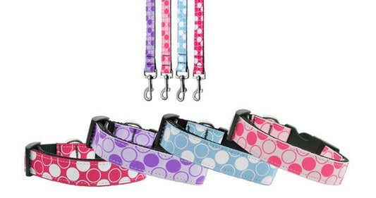 - Diagonal Dots Nylon Collar or Leash for Dogs & Cats – Colorful & Durable   + Collier & Laisse à Points Diagonaux (2025) - Nylon Coloré pour Chiens/Chats | Design Joyeux & Résistant