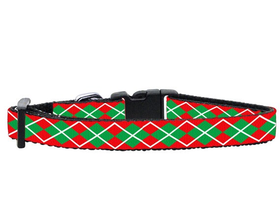 - Christmas Nylon Pet Collars and Leashes, "Christmas Argyle"   + Christmas Argyle Pet Collar & Leash Set (2025) - Matching Nylon Holiday Gear for Dogs & Cats